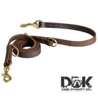 ‘Rise of Pitbulls’ Stitched Leather Dog Leash