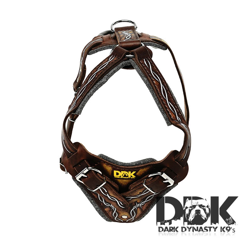 ‘Zion the Great’ Barbed Wire Painted Leather Dog Harness